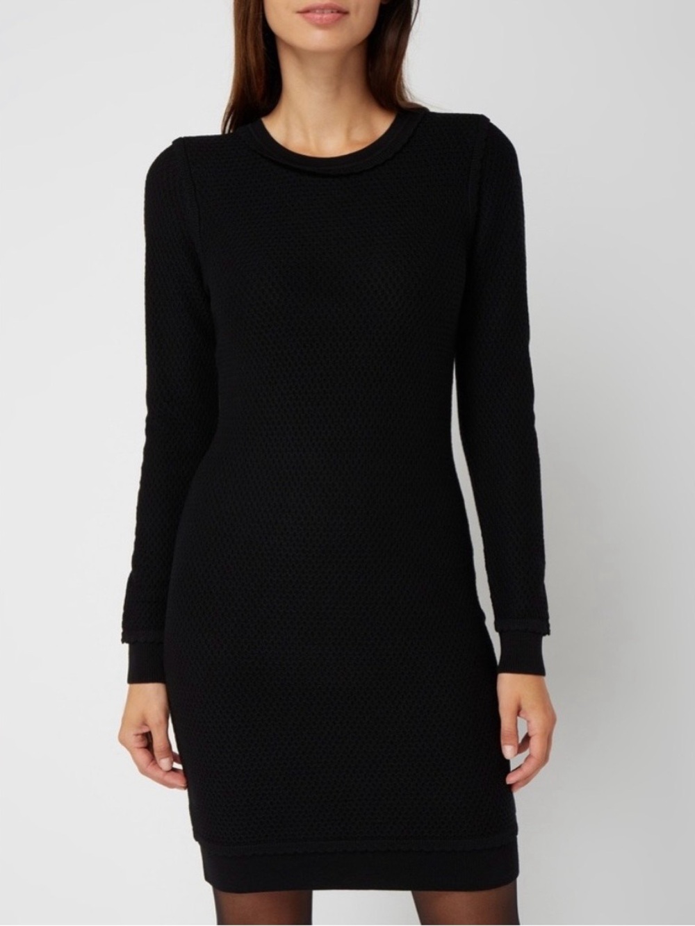 Michael Kors Black Long-Sleeve Knit Sheath Dress